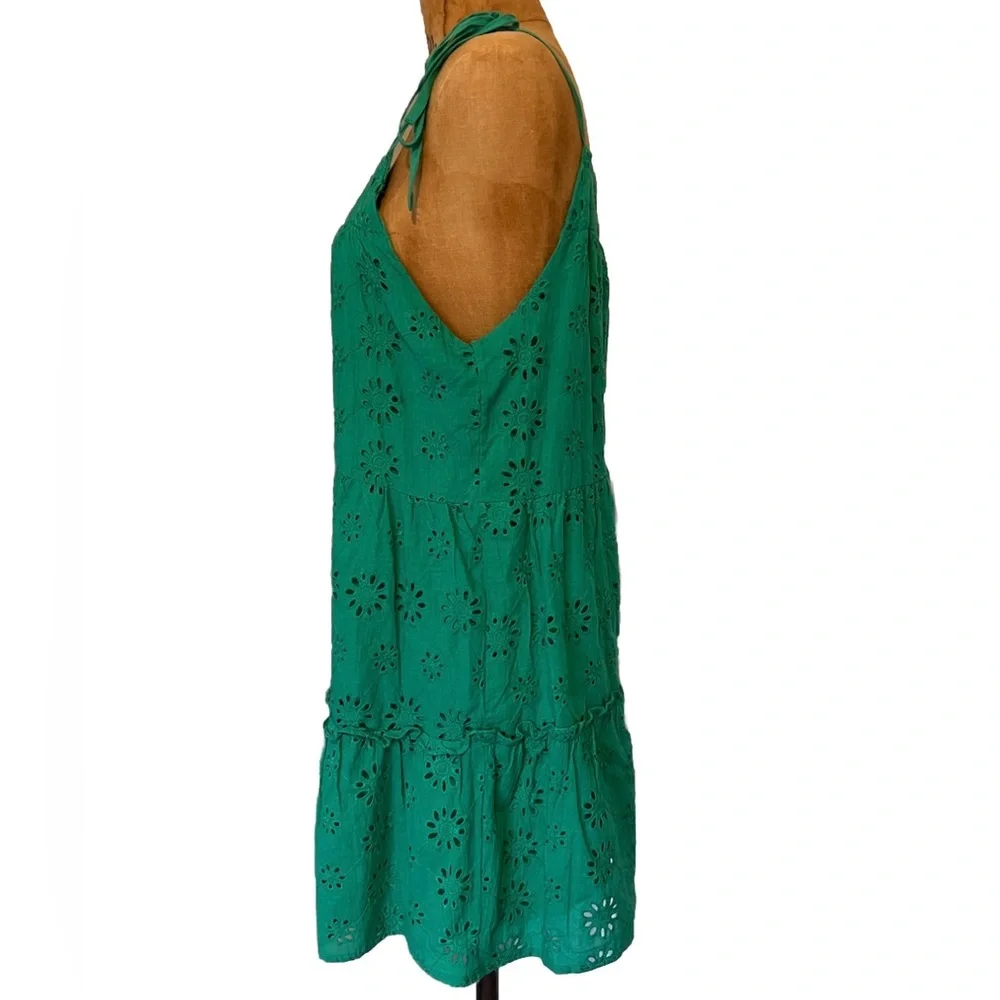 Altar'd State 100% Cotton Green Ruffled Tiered Sundress Like New! M - Picture 4 of 9
